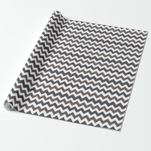 Papier Cadeau Motif Chevron Zigzap gris foncé (Déroulé)