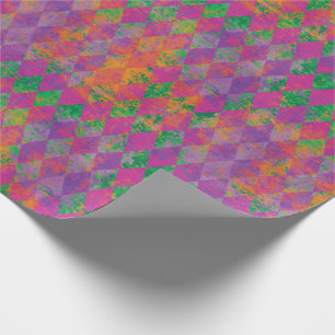 Papier Cadeau Motif chic Mardi Gras Purple Gold Harlequin