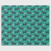 Papier Cadeau Motif chien mignon avec os sur Arrière - plan vert (Plat)