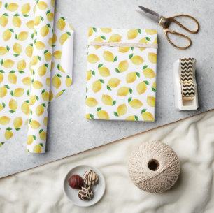Papier Cadeau Motif citron aquarelle