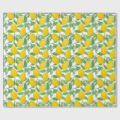 Papier Cadeau Motif citron blanc jaune (Plat)