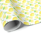 Papier Cadeau Motif citron jaune et vert (Coin rond)