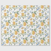 Papier Cadeau Motif Citron & Myrtille Aquarelle (Plat)