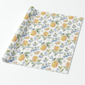 Papier Cadeau Motif Citron & Myrtille Aquarelle (Déroulé)