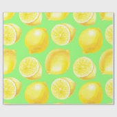 Papier Cadeau Motif citrons aquarelle (Plat)