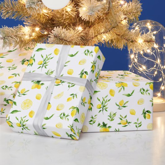 Papier Cadeau Motif citrons et feuillage (Vacances)
