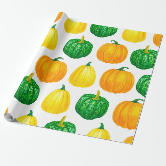 Papier Cadeau motif citrouille aquarelle (Déroulé)