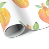 Papier Cadeau Motif Citrouille aquarelle (Coin rond)