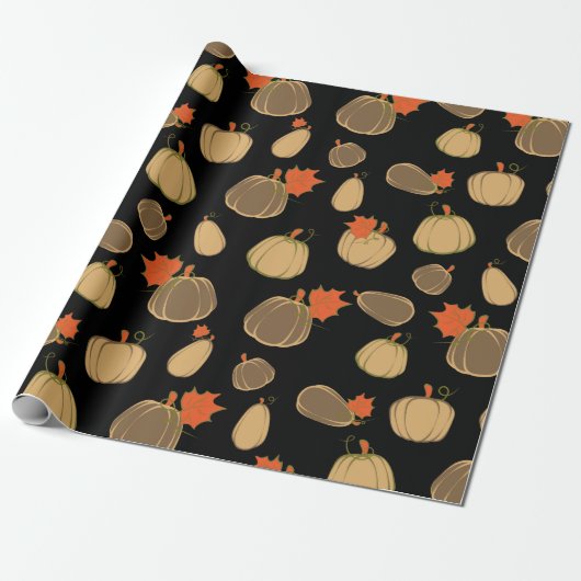 Papier Cadeau motif citrouille Cream Orange Harvest (Déroulé)