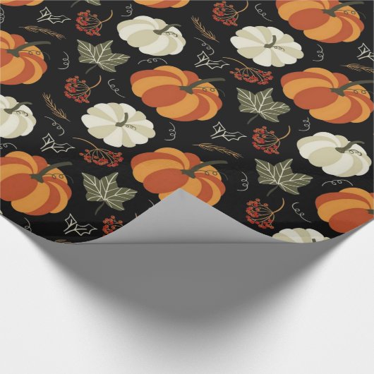 Papier Cadeau Motif Citrouille d'automne (Coin)