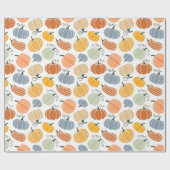 Papier Cadeau Motif Citrouille d'automne coloré (Plat)
