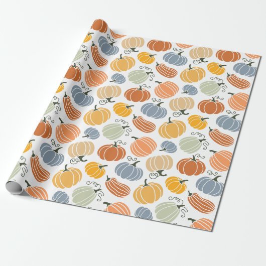 Papier Cadeau Motif Citrouille d'automne coloré (Déroulé)