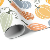 Papier Cadeau Motif Citrouille d'automne coloré (Coin rond)