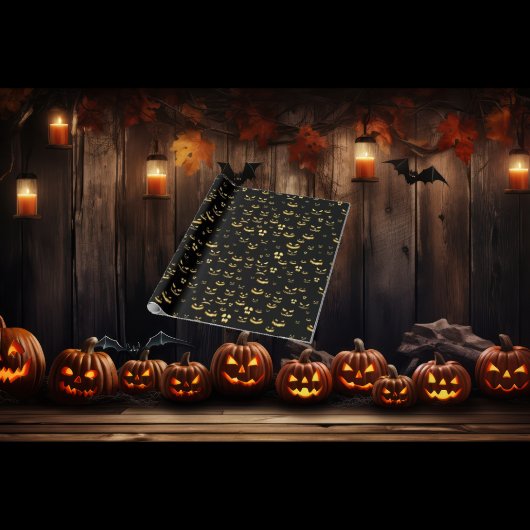 Papier Cadeau Motif Citrouille d'Halloween effrayant