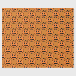 Papier Cadeau Motif Citrouille d'horreur d'Halloween