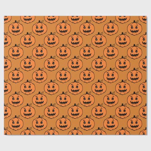 Papier Cadeau Motif Citrouille d'horreur d'Halloween (Plat)