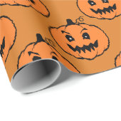 Papier Cadeau Motif Citrouille d'horreur d'Halloween (Coin rond)