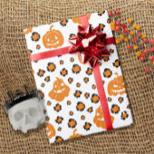 Papier Cadeau Motif Citrouille Empreinte de léopard orange Hallo