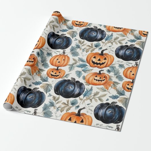 Papier Cadeau Motif Citrouille Halloween (Déroulé)