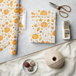 Papier Cadeau Motif Citrouille mignon Thanksgiving