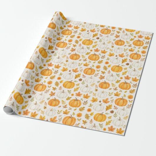 Papier Cadeau Motif Citrouille mignon | Thanksgiving (Déroulé)