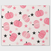 Papier Cadeau Motif Citrouille rose avec étoiles (Plat)
