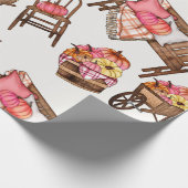 Papier Cadeau Motif Citrouille rose rustique (Coin)