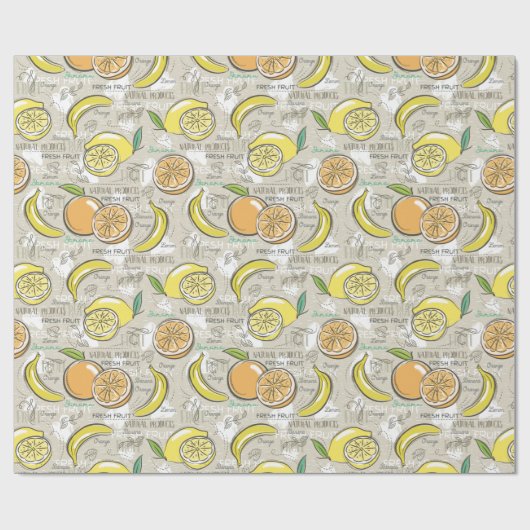 Papier Cadeau Motif Citrus (Plat)