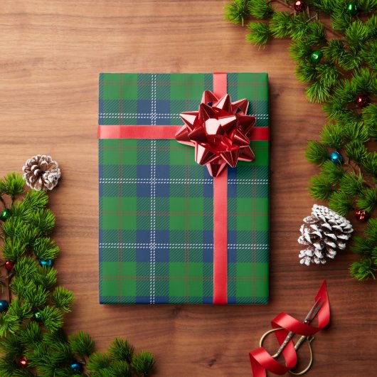 Papier Cadeau Motif classique bleu vert de Noël Tartan Plaid (Cadeau de vacances)