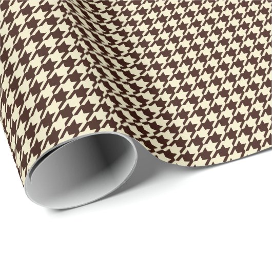 Papier Cadeau Motif classique Brown ivoire Pepita Houndstooth (Coin rond)