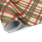 Papier Cadeau Motif classique d'aquarelle rouge vert (Coin rond)