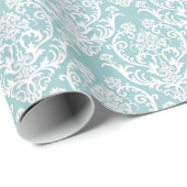 Papier Cadeau Motif classique de Damas blanc (Coin rond)