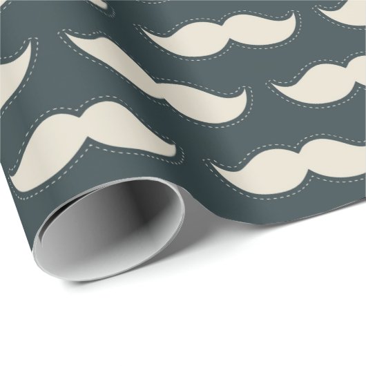 Papier Cadeau Motif classique de moustache sur le noir (Coin rond)