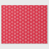 Papier Cadeau Motif classique rouge et blanc de flocon de neige (Plat)