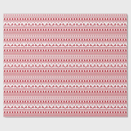 Papier Cadeau Motif classique scandinave de Noël (Plat)
