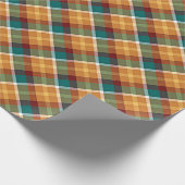Papier Cadeau Motif classique Turquoise bleu vert orange Tartan (Coin)