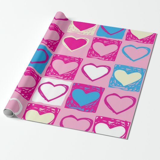 Papier Cadeau Motif cœurs (Déroulé)