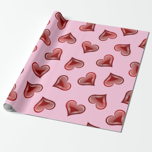 Papier Cadeau Motif cœurs (Déroulé)