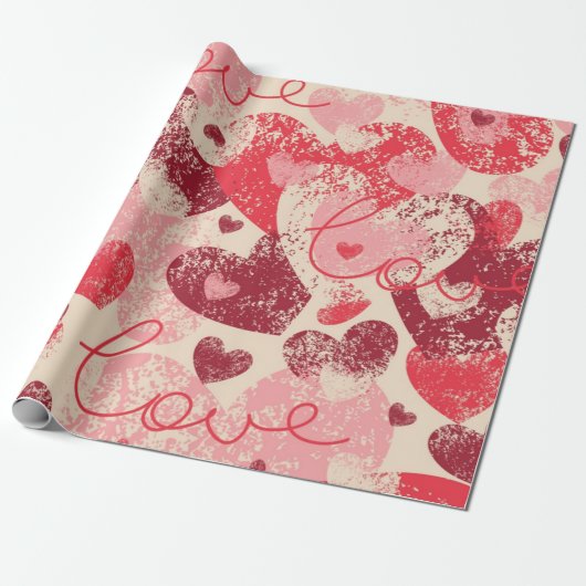 Papier Cadeau Motif cœurs (Déroulé)