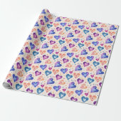 Papier Cadeau motif coeurs (Déroulé)