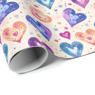 Papier Cadeau motif coeurs