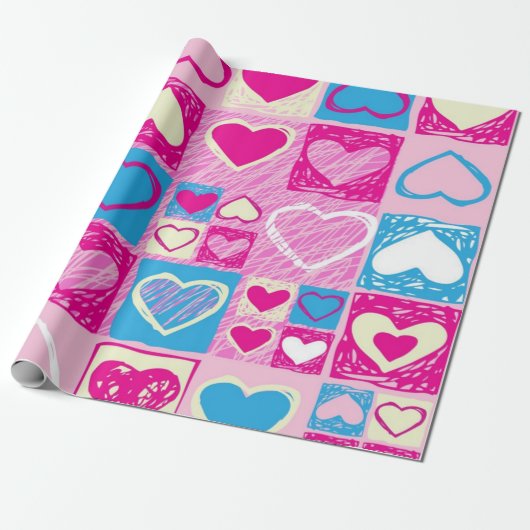 Papier Cadeau Motif cœurs (Déroulé)