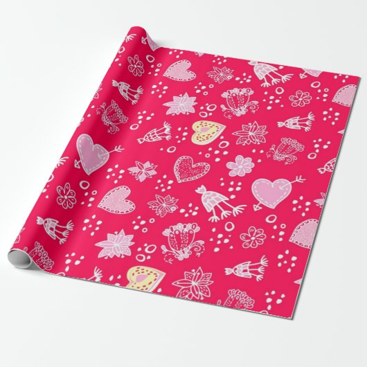 Papier Cadeau Motif cœurs (Déroulé)