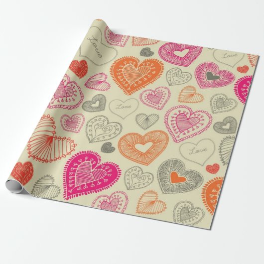 Papier Cadeau Motif cœurs (Déroulé)