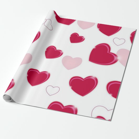 Papier Cadeau Motif cœurs (Déroulé)