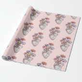 Papier Cadeau Motif coeurs fleurs                             (Déroulé)