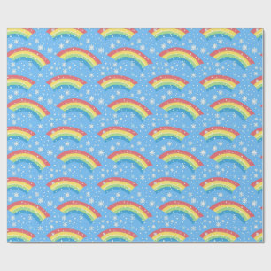 Papier Cadeau Motif coloré arc-en-ciel et flocon de neige