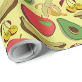 Papier Cadeau Motif coloré aux fruits tropicaux sans soudure (Coin rond)