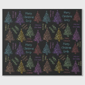 Papier Cadeau Motif coloré d'arbre de Noël avec nom (Plat)