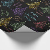 Papier Cadeau Motif coloré d'arbre de Noël avec nom (Coin)